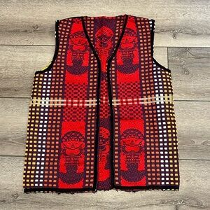 Tapestry vest open western boho Large